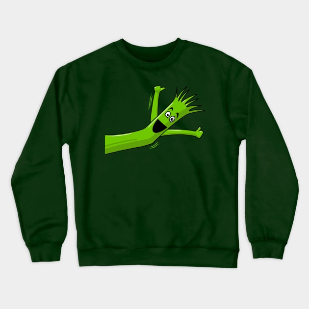 Green Wacky Waving Tube Man Portrait Crewneck Sweatshirt by y30artist